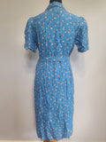 Blue Flower Print Dress and Belt <br> (B-41" W-36" H-44")