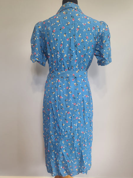 Blue Flower Print Dress and Belt <br> (B-41" W-36" H-44")