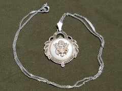 Army Eagle Marcasite Sweetheart Necklace