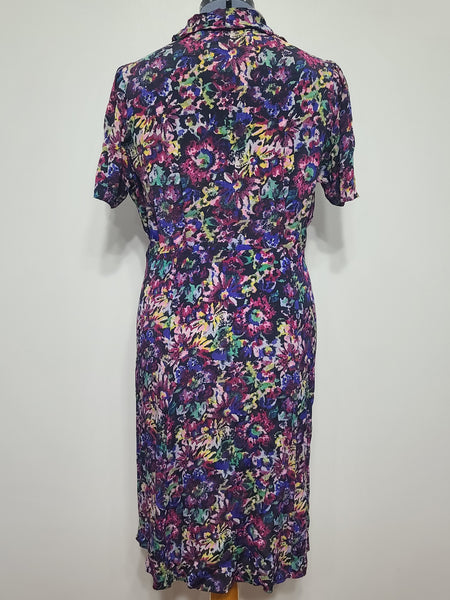 Purple Flower Print Dress <br> (B-48" W-40" H-49")