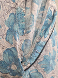 Blue Flower Print Dress Asymmetrical Button Design <br> (B-41" W-36" H-43")