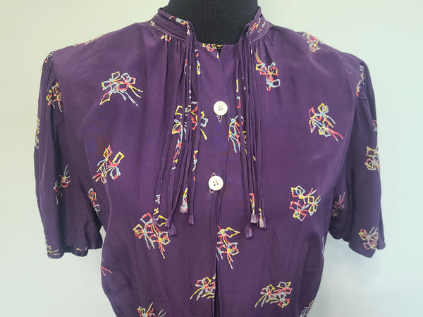 Purple Dress with Bow Print <br> (B-40" W-30" H-37")