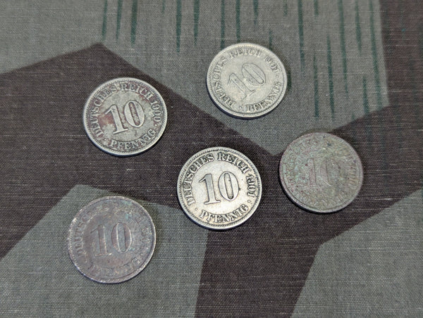 Lot of 5 pre-WWI German Coins 1900-1901