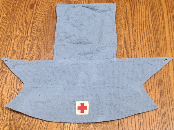 American Red Cross Blue Seersucker Dress and Hat <br> (B-42" W-36" H-41")