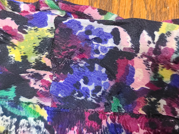 Purple Flower Print Dress <br> (B-48" W-40" H-49")