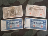 Lot of 2 Pre WWI Reichsbanknote 1000 & 100 Mark