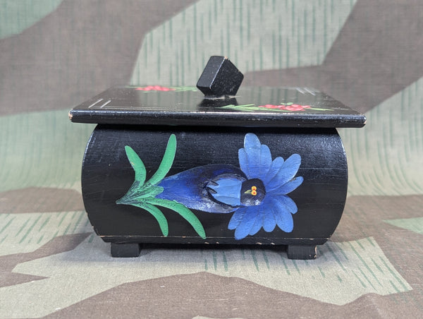 Wood Edelweiss Carved Jewelry or Keepsake Box
