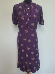 Purple Dress with Bow Print <br> (B-40" W-30" H-37")