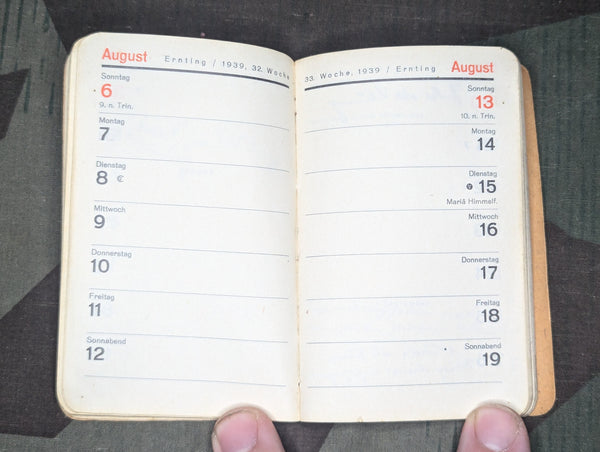 1939 Pocket Calendar German Pioneer