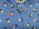 Blue Cold Rayon Flower Print Dress <br> (B-42" W-40" H-45")