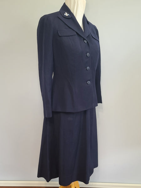 Navy WAVES Uniform: Jacket and Skirt <br> (B-38" W-31" H-42")