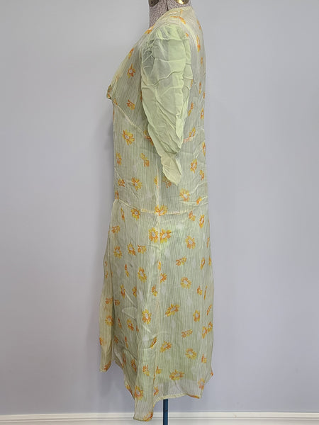 1920s Crepe Flapper Dress XXS <br> (31" Bust)