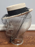White Straw Tilt Hat with Netting