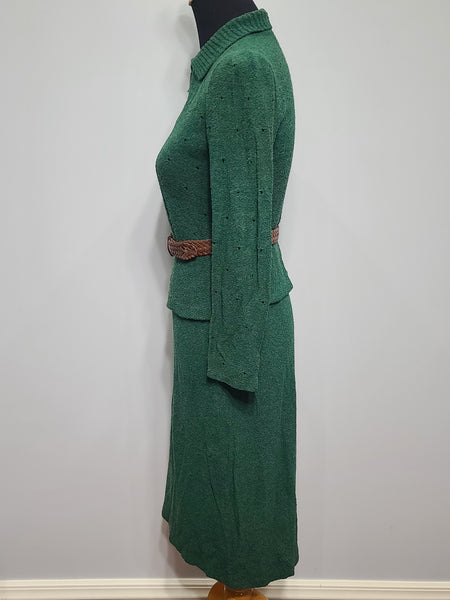 Green Knit Top and Skirt Set <br> (B-36" W-26" H-36")