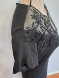 Black Rayon Gown Beading and Peplum <br> (B-36" W-28" H-34")