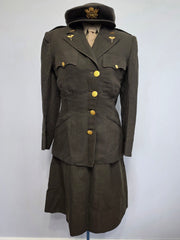 Named Army Nurse Uniform Grouping: Jacket, Skirt, Hat, Blouse, Tie & More <br> (B-34" W-24" H-34")