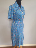Blue Flower Print Dress and Belt <br> (B-41" W-36" H-44")