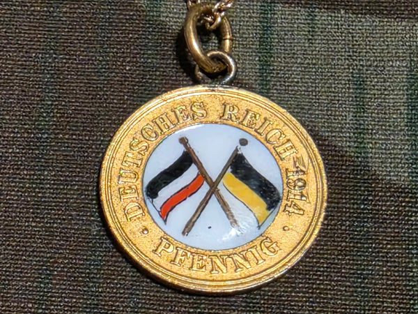 Deutsches Reich Enamel German and Austrian Flag Pfennig Necklace
