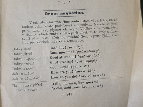 1938 Czech Book about Learning English