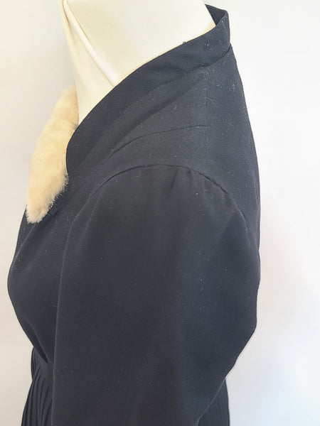 German Black Dress with Fur Trim <br> (B-34" W-29.5" H-38")