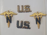 Army Nurse and U.S. Insignia Pins in Box