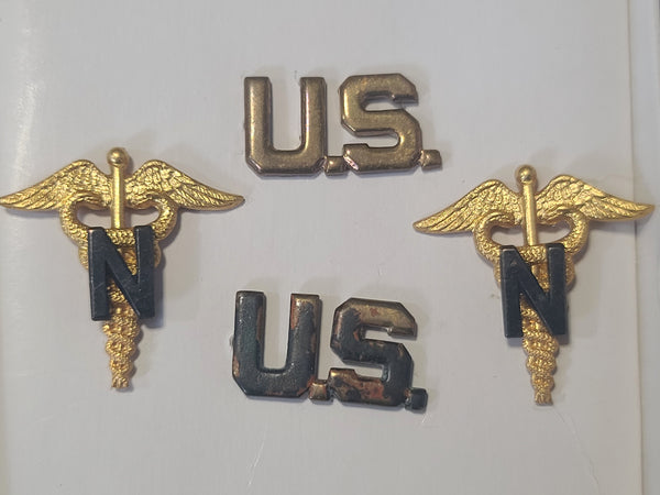 Army Nurse and U.S. Insignia Pins in Box