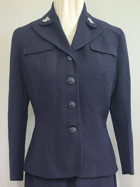 Navy WAVES Uniform: Jacket and Skirt <br> (B-38" W-31" H-42")