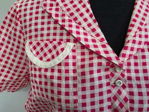 Red and White Gingham Dress <br> (B-41" W-32" H-40")