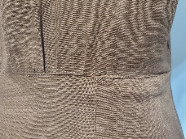 Brown and Tan Colorblock Linen Dress <br> (B-36" W-26.5" H-37")