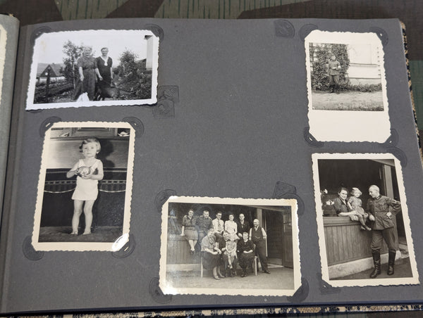 Partial German Family Photo Album Faux Snake Skin Cover