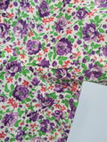Purple Flower Print Zipper Front House Dress <br> (B-50" W-44" H-52")