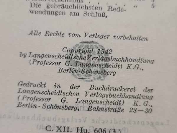 German - Turkish Pocket Dictionary 1942