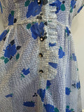 Blue Flower Print Dress and Slip <br> (B-37" W-33" H-37")
