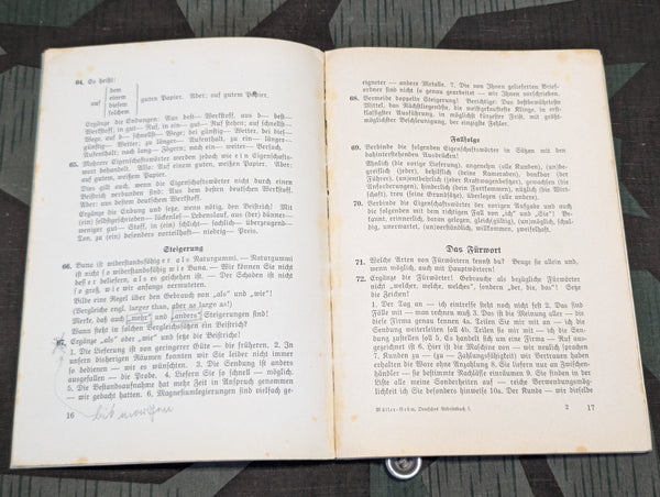 1939 Deutsches Arbeitsbuch Für Wirtschaftsschulen