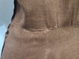 Brown and Tan Colorblock Linen Dress <br> (B-36" W-26.5" H-37")