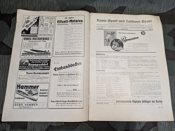 Canoe Sport Magazine 20 June 1936 Heft 18