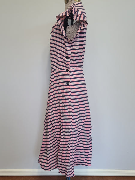 Pink and Dark Blue Striped Dress <br> (B-36" W-27" H-38")