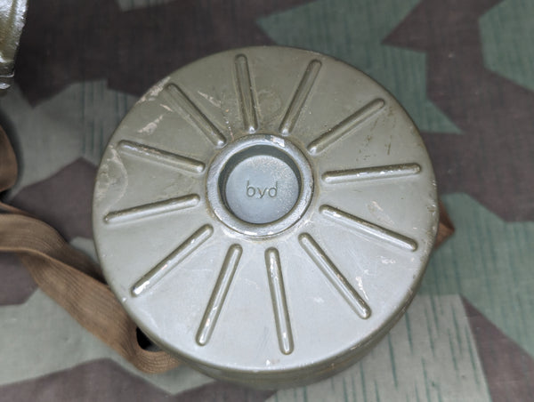 M38 Gas Mask in Late War Can with Lenses, Cloth, and Retainer