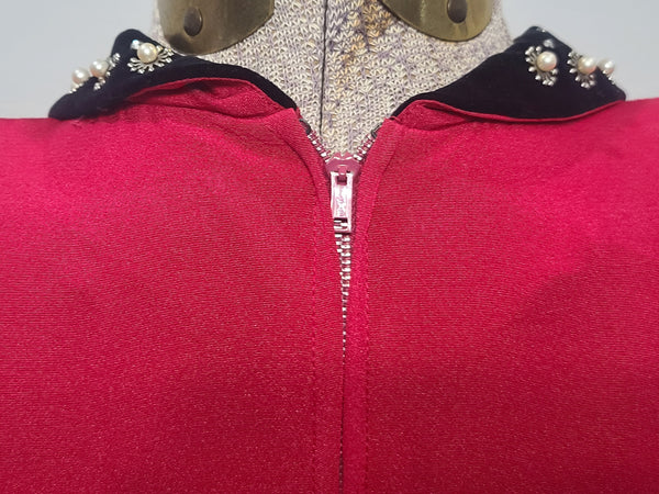 Bright Pink Dress with Velvet Collar <br> (B-37" W-27" H-41")