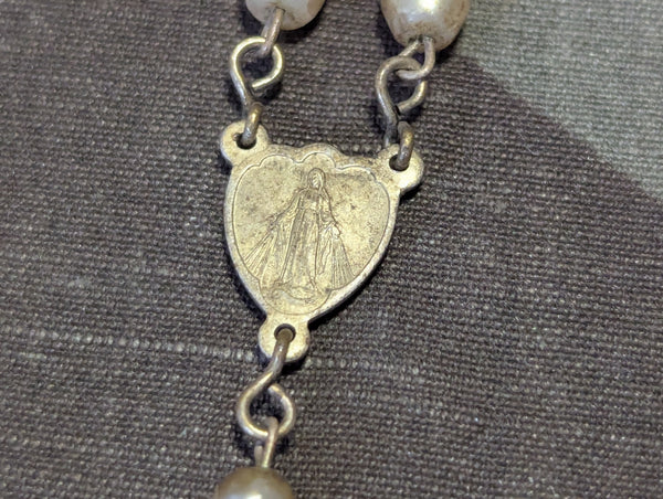 White Pearlescent German Rosary