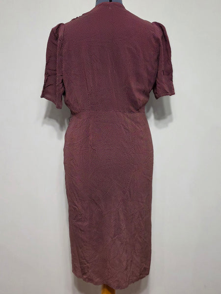 Maroon Dress with Tiny Polka Dots <br> (B-46" W-38.5" H-46")