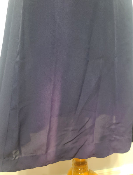 Dark Blue Rayon Dress with Polka Dots <br> (B-46" W-37" H-43")