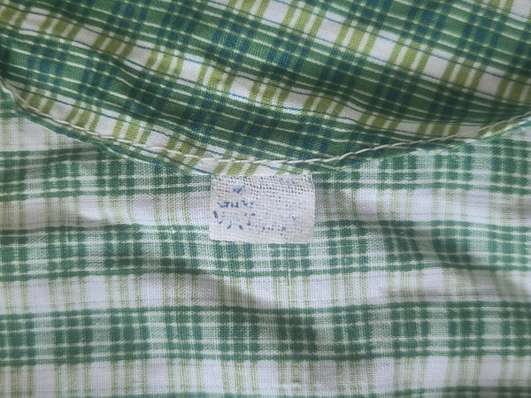 Green Plaid Print Dress <br> (B-43" W-38" H-45")