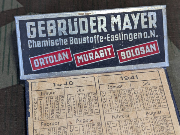 Gebrüder Mayer Small Clipboard with 1940 / 1941 Calendar
