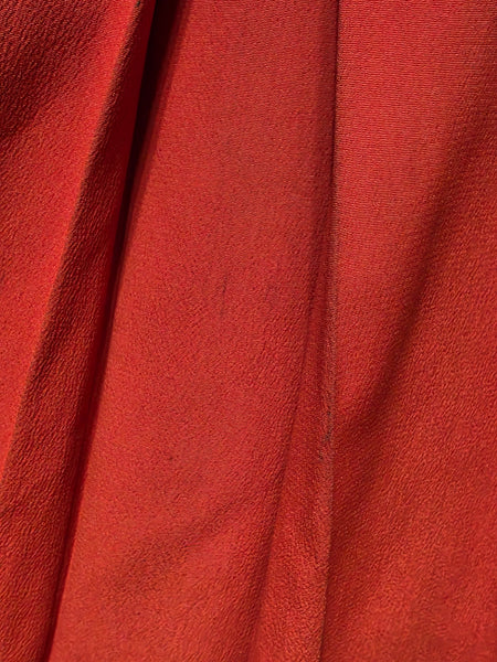Orange Rayon Dress with Scalloped Edges <br> (B-40" W-30.5" H-38")