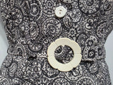 Black and White Print Dress Flower Belt Buckle <br> (B-42" W-36" H-41")