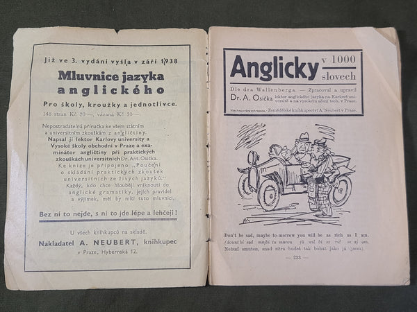 1938 Czech Book about Learning English