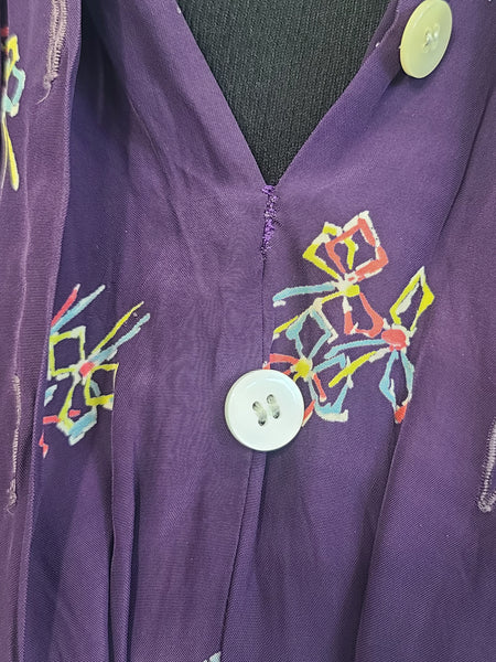 Purple Dress with Bow Print <br> (B-40" W-30" H-37")