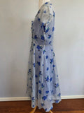Blue Flower Print Dress and Slip <br> (B-37" W-33" H-37")