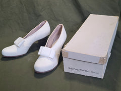 White Marine Corps Bow Pump Shoes in Box